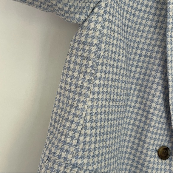 Ann Taylor The Petite Greenwich Blazer in Houndstooth Light Blue & White Size 10 - Picture 12 of 16